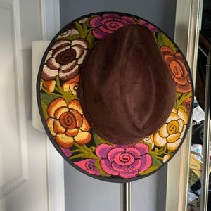 Suede Embroidered Hat